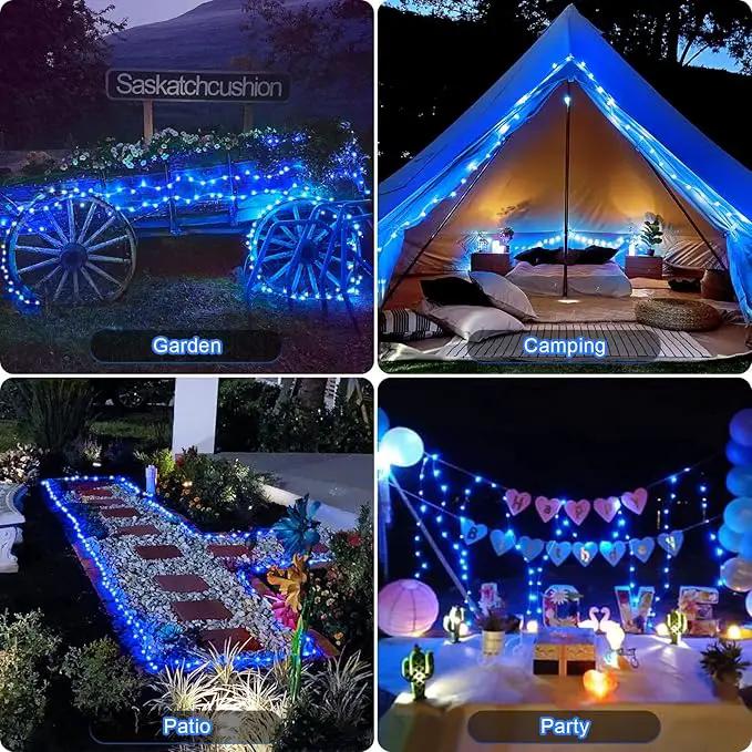 JMEXSUSS 4 Pack 100 LED Solar Fairy Lights, 33ft Blue Solar String Lights Outdoor Waterproof, 8 Modes Copper Wire Solar Twinkle Lights for Patio Garden Yard Tree Christmas Halloween Decor by GreenHaven Gardens