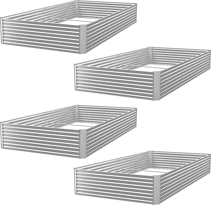 4 Pack 6x3FT Galvanized Raised Garden Bed Outdoor,Metal Garden Bed for Vegetables,Steel Raised Beds for Gardening,Above Ground Garden Box for Flower by GreenHaven Gardens