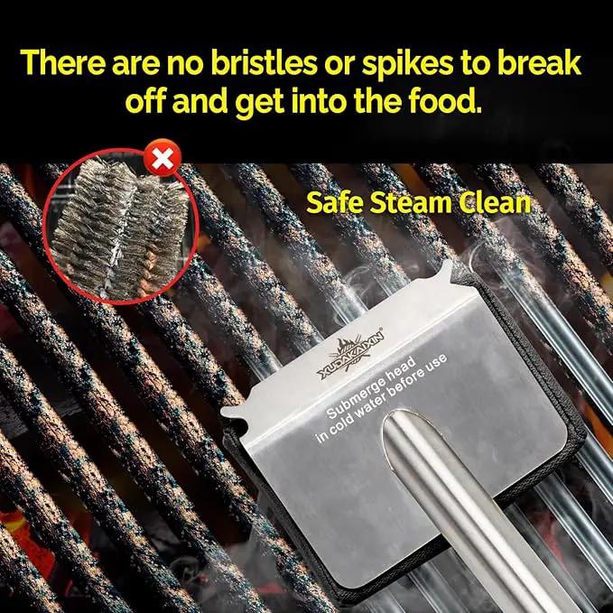 Grill Brush Bristle Free,Unique Wave pad for Cast Iron/Stainless-Steel Grates, (Only Replaceable Cleaning Head No Grill Brush) by GreenHaven Gardens