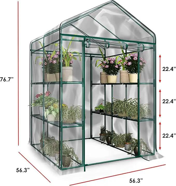 Home-Complete 514537FXW Walk-in Greenhouse-Indoor Outdoor with 8 Sturdy Shelves-Grow Plants, Seedlings, Herbs, or Flowers in Any Season-Gardening Rack, Green by GreenHaven Gardens