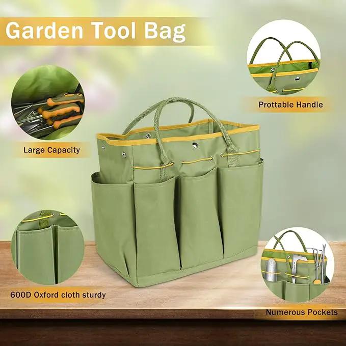 Garden Tool Set, WisaKey 9 Piece Stainless Steel Heavy Duty Gardening Hand Tools with Handle, Durable Garden Tool Bag, Gardening Gifts for Women and Men White Elephant Gifts by GreenHaven Gardens