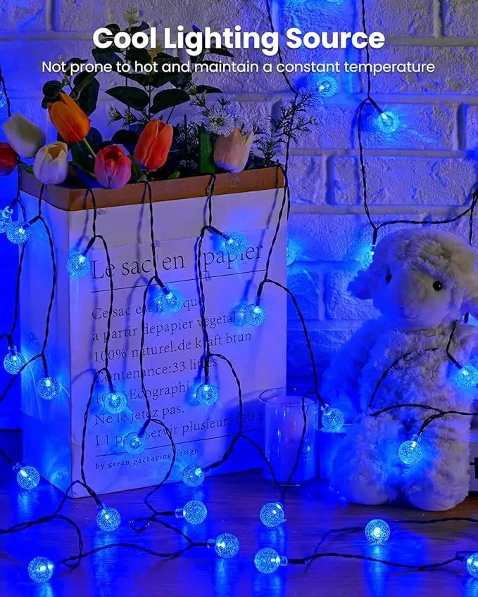 Solar String Lights Outdoor Waterproof, 2 Pack 60 LED 36.5 FT Each, 8 Lighting Modes Solar Powered Patio Lights for Garden Yard Porch Wedding Party Decor (Blue) by GreenHaven Gardens