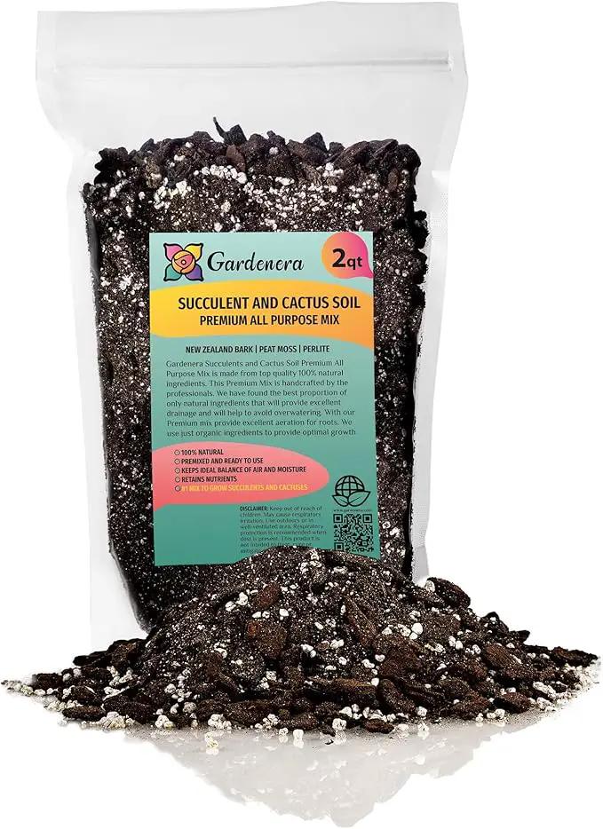 Professional Succulent Soil Premium All Purpose Blend | Pre-Mixed Ready to Use for Cactus and Succulents | Sphagnum Peat Moss, Perlite, New Zealand Pine Bark - Made in USA - 2 Quart by GreenHaven Gardens