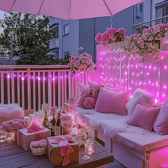 JMEXSUSS 66 Ft Pink Lights for Room Decor, 200 LED Pink String Fairy Christmas Lights Clear Wire Plug in for Bedroom Indoor Outdoor Girl's Room Decorations by GreenHaven Gardens