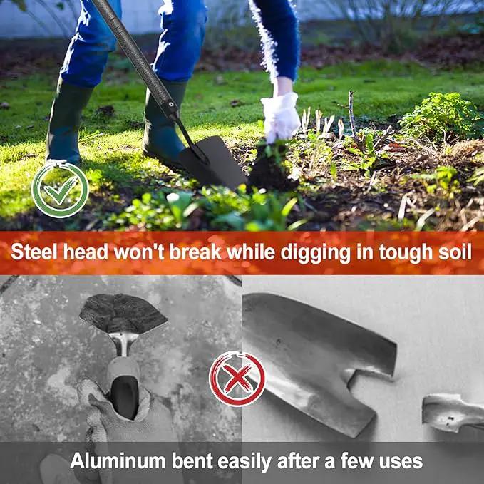 Garden Tools Set with Extension Handles, 5 Piece Thick Gardening Hand Tools, Heavy Duty Steel Rust-Proof Weeding Planting Tool Ideal Gardening Kit Gifts for Women and Men by GreenHaven Gardens