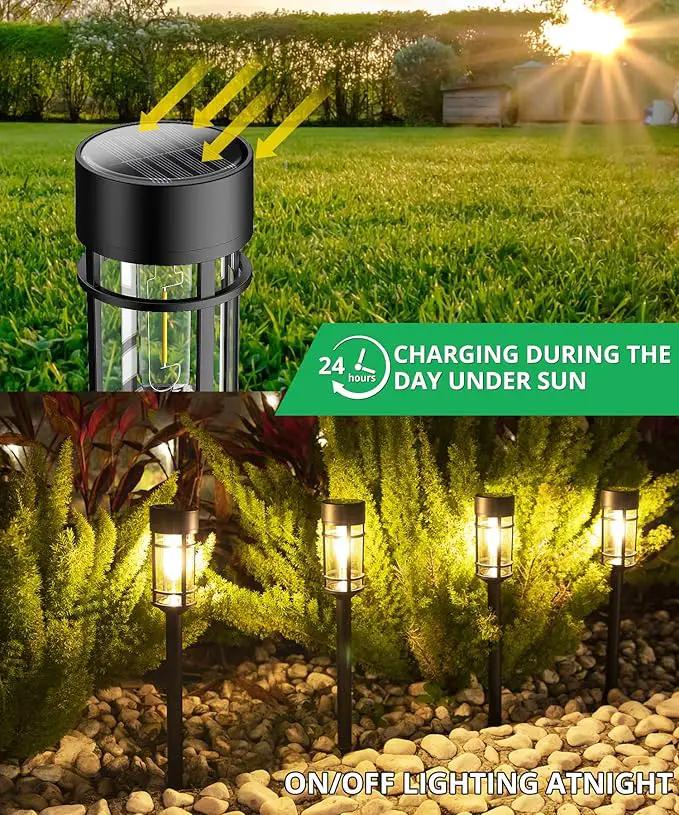 8 Pack Solar Pathway Lights Outdoor, Waterproof Solar Lights Outdoor with Metal & Glass Design - Auto On/Off, Long-Lasting, Landscape Lighting for Garden, Yard, Lawn, Driveway, Walkway by GreenHaven Gardens