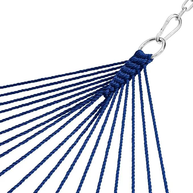 Lazy Daze Hammocks 10.5 FT Double 2 Person Caribbean Rope Hammock, Hand Woven Polyester Hammock with Spreader Bars, for Outside Outdoor Backyard Patio Poolside,450 LBS Capacity, Blue by GreenHaven Gardens