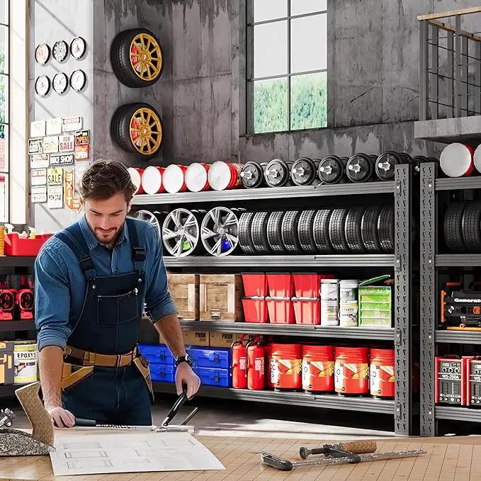 71” W Storage Shelves Heavy Duty, 5000LBS Metal Garage Shelving Units, 4 Tier Storage rack shelf, Steel Industrial Shelving , Adjustable Standing Shelf for Basement/Warehouse 71"W x 24"D x 70"H, Black by GreenHaven Gardens
