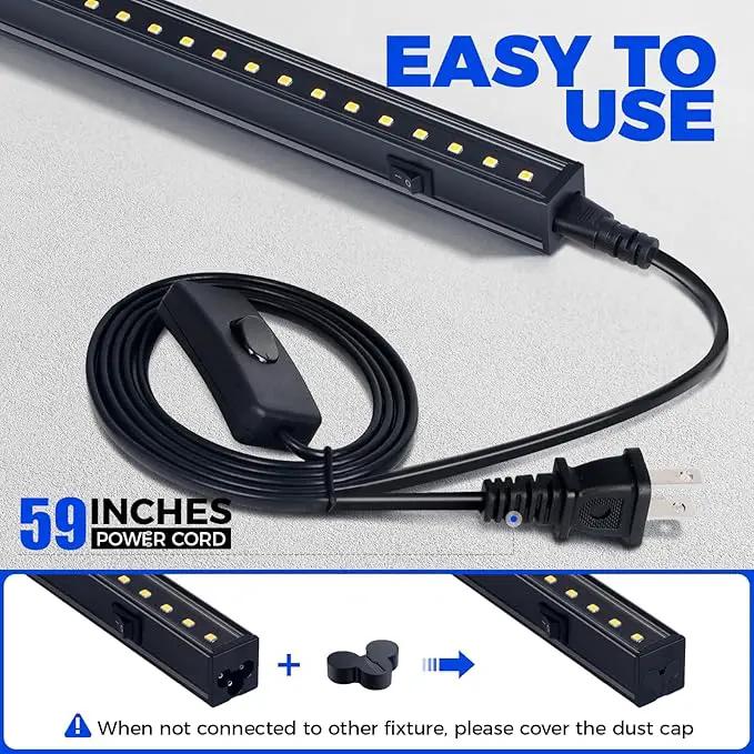 Barrina T5 Grow Lights for Indoor Plants, 2FT 5000K Full Spectrum LED Grow Light with Black Cover, T5 Grow Light Strip, Under Cabinet Plant Light with Switch Cord, Linkable, Plug and Play, 4 Packs by GreenHaven Gardens