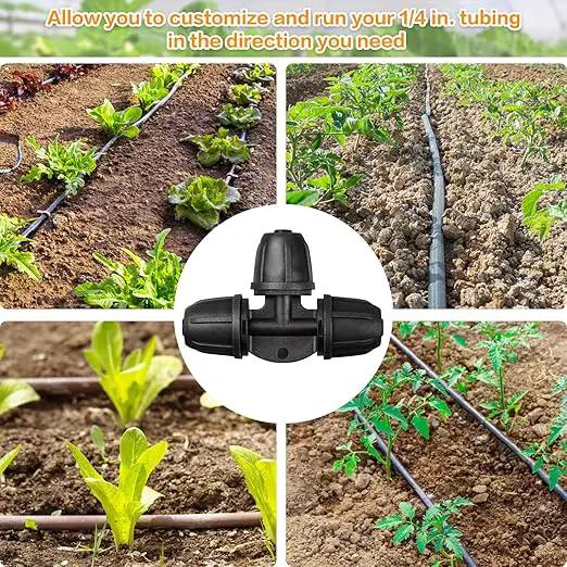 Upgraded 1/4" Drip Irrigation Tee Fittings：24 Pieces Leak Free Lock Barbed 3 Way Tee Connectors for 1/4 Inch Irrigation Tubing Quick Connect Parts for Garden Landscape System by GreenHaven Gardens