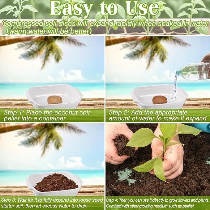 ZeeDix 200Pcs 40mm Compressed Coco Coir Fiber Potting Soil Seed Starters - Organic Coco Coir Pellet Fiber Soil for Planting Bonsai, Herbs, Flowers and Vegetables by GreenHaven Gardens