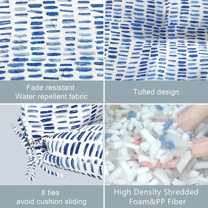 LVTXIII Outdoor Adirondack Chair Cushions, L42 x W21 x H4 Patio Tufted Low Back Cushions, Seasonal Replacement Rocking Chair Cushion for Home Garden Furnitue, Set of 2, Pebble Blue by GreenHaven Gardens