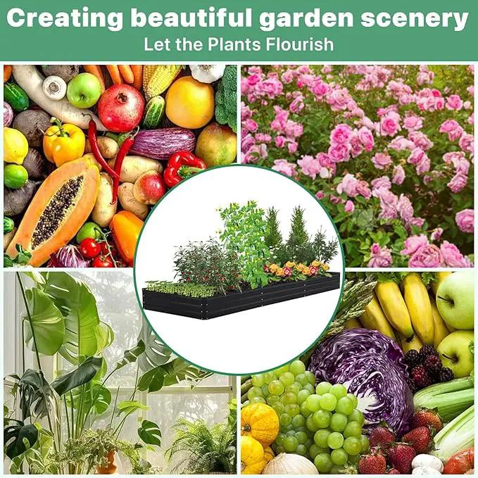 12×4×1ft Galvanized Metal Raised Garden Bed, Metal Planter Kit Box Outdoor for Deep-Rooted Vegetables, Flowers, Green and Herbs by GreenHaven Gardens