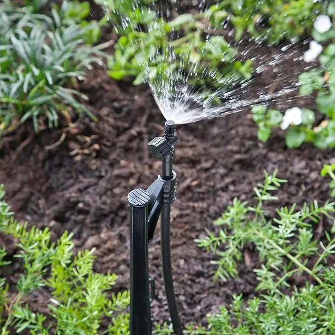 Raindrip 173CPUB, Adjustable Flow Micro Sprinkler Assembly, Quarter-Circle Pattern, Fan Spray, 1/4-Inch Clamp N Pierce® Inlet, Riser & 13-Inch Stake, Drip Irrigation Emitters for Drip Irrigation Gardening Systems, Black by GreenHaven Gardens