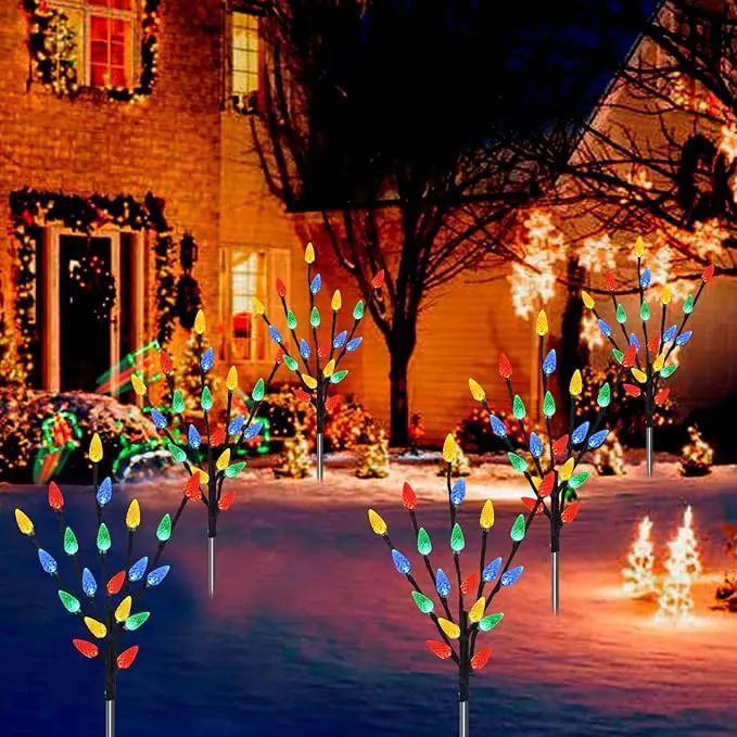 Upgraded 6 Packs 120 LED C6 Solar Christmas Lights, Outdoor Christmas Decorations Yard Lights, 8 Modes Waterproof Christmas Pathway Lights for Christmas Decorations Outdoor Yard Patio Cemetery Grave by GreenHaven Gardens
