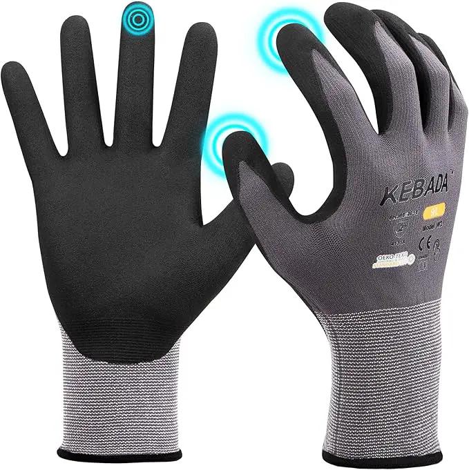 Kebada W2 Safety Work Gloves, Micro-Foam Nitrile Coated Gloves, Touchscreen,Ideal for Package Handling, Gardening, Construction, 1 Pair X-Large by GreenHaven Gardens