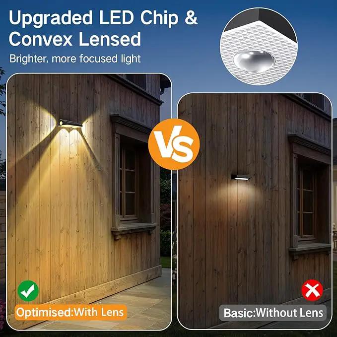 OUTON Solar Fence Lights Outdoor, 3-Side RGBCW Fence Light Solar Powered, 10 Modes Dusk to Dawn Auto ON/Off Deck Lights, IP65 Waterproof Outside Light for Garden Step Patio Backyard Wall, 6-Pack by GreenHaven Gardens