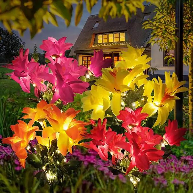 4 Pack Outdoor Solar Garden Decor Lights, Waterproof Solar Powered Hydrangea Lotus Flower Lights Bright Up to 12 Hrs,Led Flowers for Yard Patio Lawn Decorative (Solar Flowers Style 5) by GreenHaven Gardens