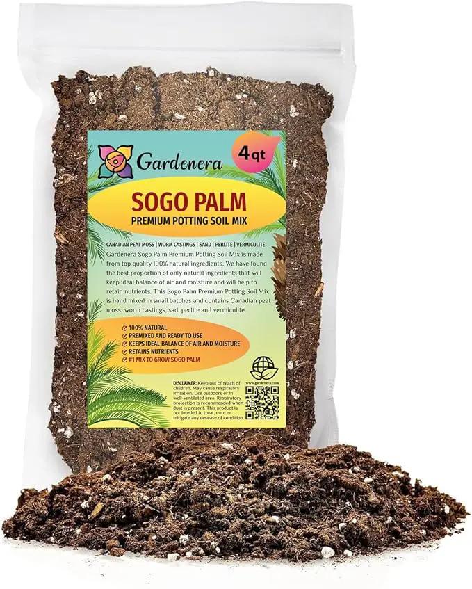 SOGO Palm Potting Mix - Promote Strong Roots and Captivating Elegance with Our Premium Blend - 4 Quart by GreenHaven Gardens