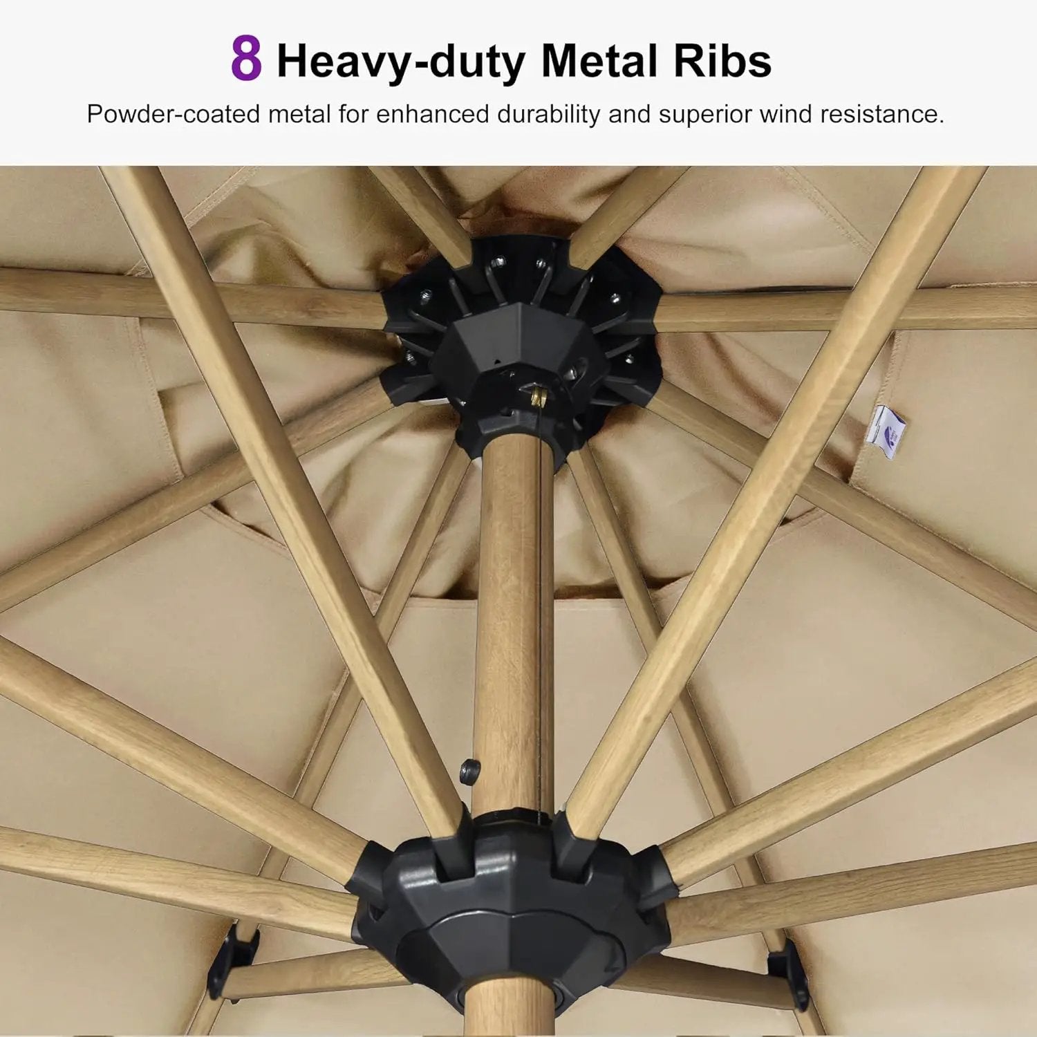 PURPLE LEAF 10' x 10' Square Patio Umbrella Outdoor Table Umbrella Aluminum Market Umbrella with 8 Sturdy Ribs & Crank Outdoor Umbrellas for Garden Deck Patio, Beige by GreenHaven Gardens