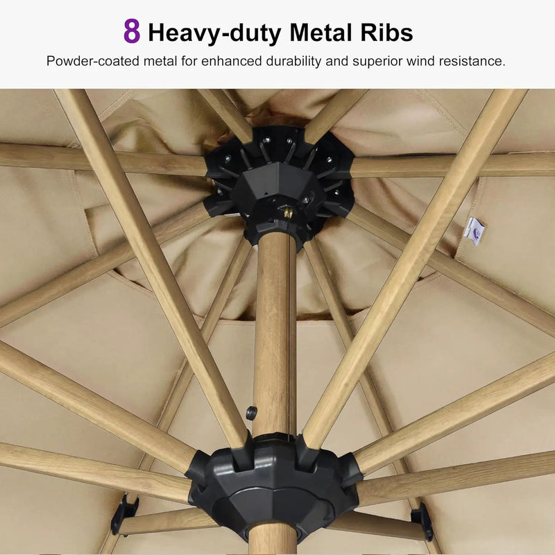 PURPLE LEAF 10' x 10' Square Patio Umbrella Outdoor Table Umbrella Aluminum Market Umbrella with 8 Sturdy Ribs & Crank Outdoor Umbrellas for Garden Deck Patio, Beige by GreenHaven Gardens