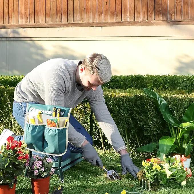 SONGMICS Garden Kneeler and Seat, Multifunctional Garden Kneeling Bench, Gardening Gifts for Women Men, Folding Gardening Stool, with 1 Tool Bag, 6-Inch Wide Kneeling Pad, Dark Green UGGK49L by GreenHaven Gardens
