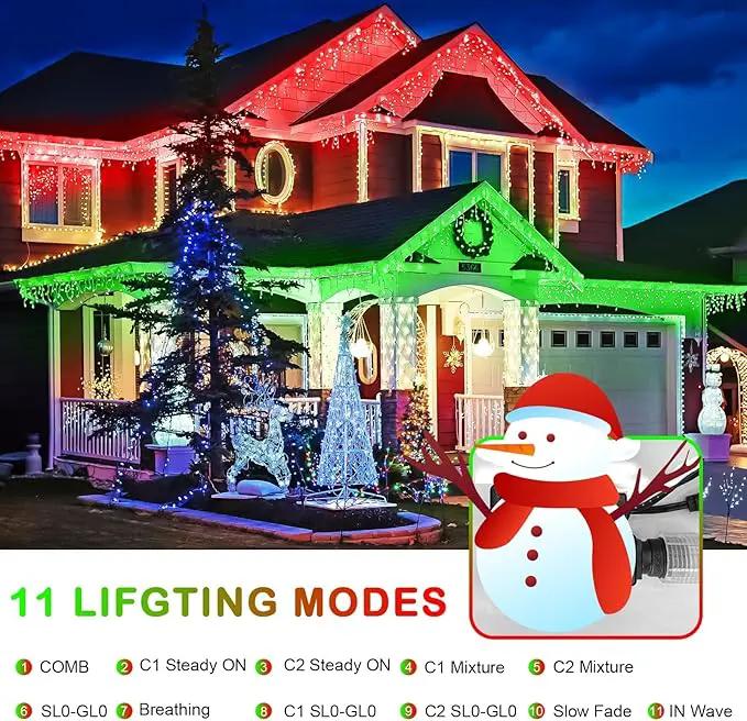 JMEXSUSS 400 LED Christmas Icicle Lights Outdoor, Red & Green Halloween Icicle Lights Clear Wire,Connectable String Lights Plug in for Christmas Party Outdoor Eaves Home Xmas Decorations by GreenHaven Gardens