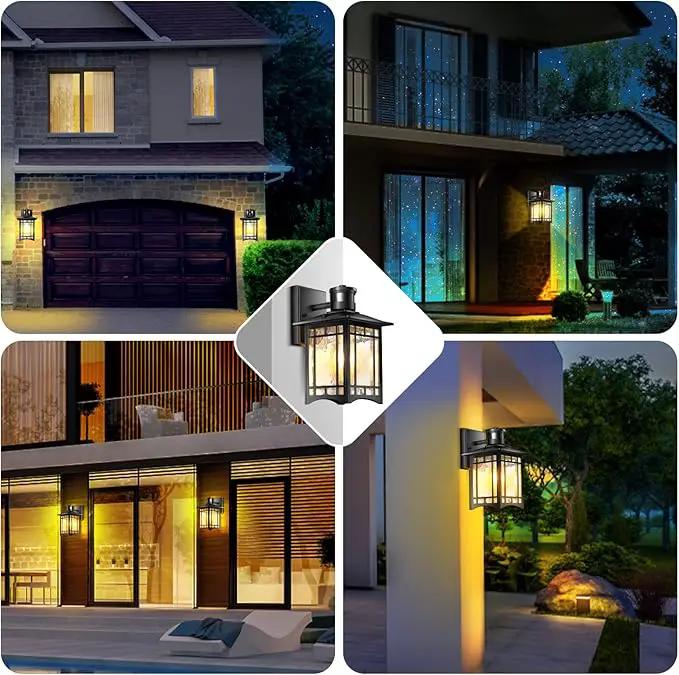 Motion Sensor Outdoor Lights, Dusk to Dawn Light Fixture, Black Wall Sconce Lighting, Front Porch Light, Exterior Lights for House Patio, Outside Door Wall Mount Anti-Rust Lantern by GreenHaven Gardens