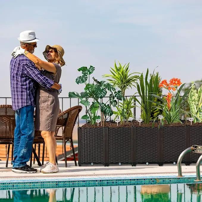 Large Planters for Outdoor Plants Raised Garden Bed Garden Boxes Outdoor Raised Planter Box Plant Pots Perfect for Garden Patio Balcony Deck to Planting Flowers Vegetables Tomato and Herbs by GreenHaven Gardens