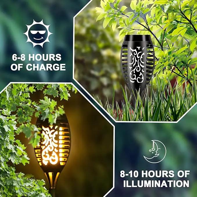Solar Lights Outdoor 6 Pack, Solar Torch Light with Flickering Flame, Waterproof Outdoor Lighting Solar Powered Pathway Lights, Decoration Lighting for Garden Yard Patio, Auto On/Off by GreenHaven Gardens
