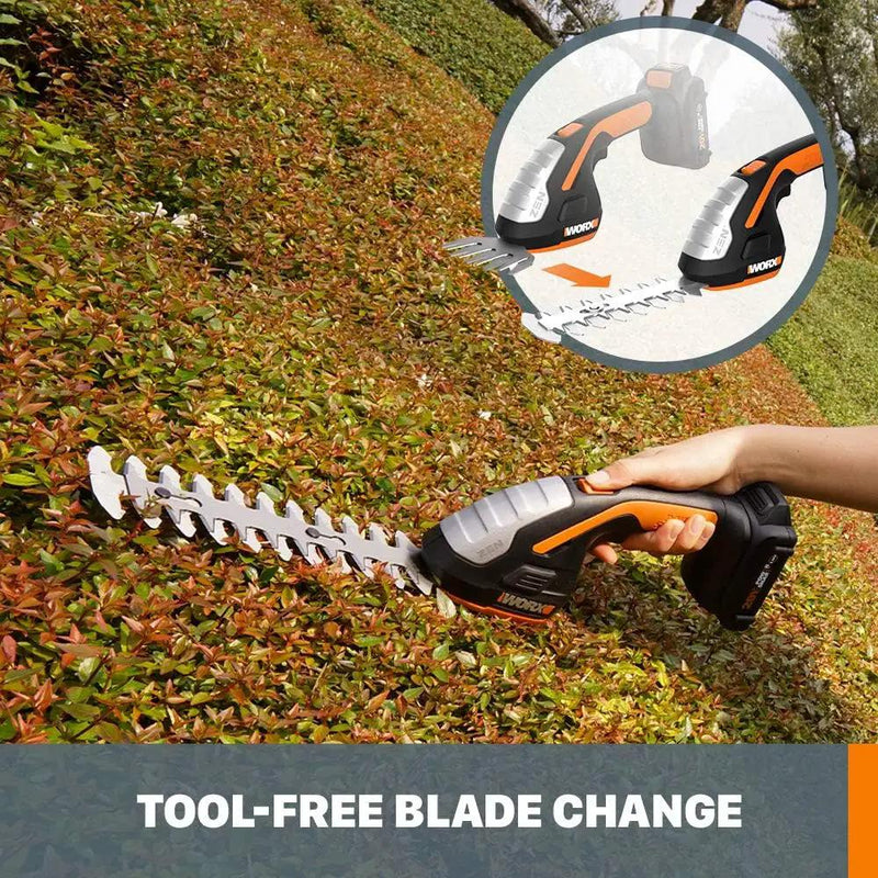 WORX WG801.9 20V 2 in 1 Cordless Hedge Trimmer, 4" Grass Shear & 8" Shrub Trimmer with 2 Blades, Battery & Charger Not Included by GreenHaven Gardens