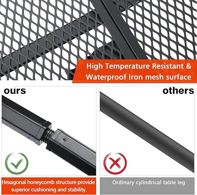 Folding Grill Table, 3x2 FT Portable Camping Table, Height Adjustable Metal Tables with Mesh Desktop and Mesh Bag, Outdoor Furniture for Camping, Picnic, Beach and BBQ, Black by GreenHaven Gardens