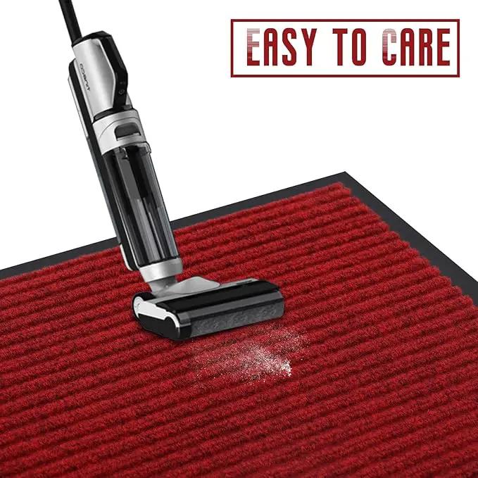 fani Heavy Duty Large Outdoor Indoor Entrance Black Doormat Waterproof Low Profile Entrance Rug Front Door Mat Patio Anti-Skid Rubber Back, 23x72 inch (Red) by GreenHaven Gardens