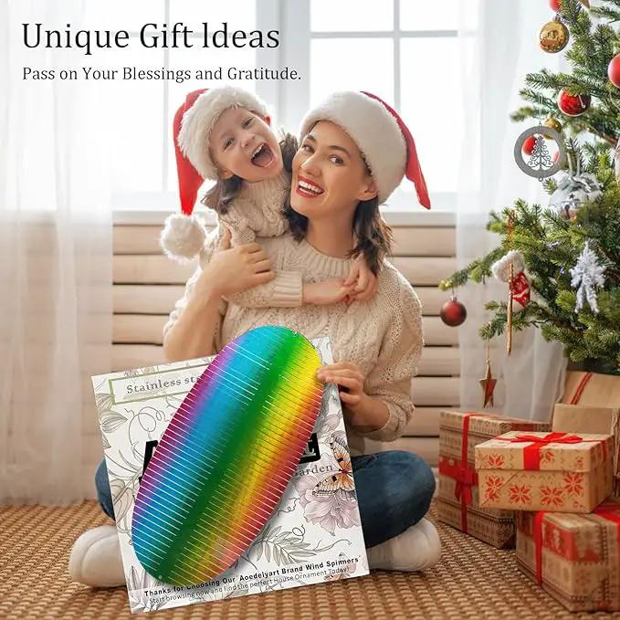 Wind Spinner Rainbow Wave Wind Spinners for Yard and Garden,15in Hanging Kinetic Yard Art Wind Sculpture,3D Wind Spinners Outdoor & Indoor Rainbow Helix Garden Decor Christmas Ornaments by GreenHaven Gardens