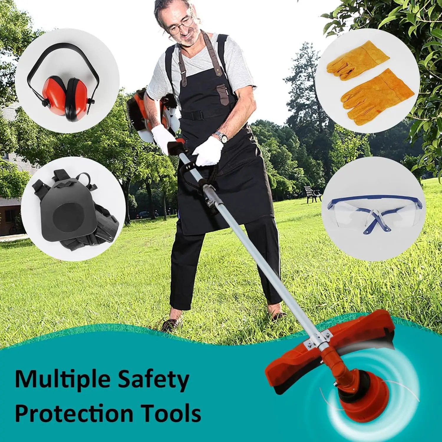 52cc Gas Weed Wacke, 6 in 1 Weed Eater 2-Stroke Gas String Trimmer Brush Cutter Gas Grass Trimmer Lawn Mower Grass Cutter by GreenHaven Gardens