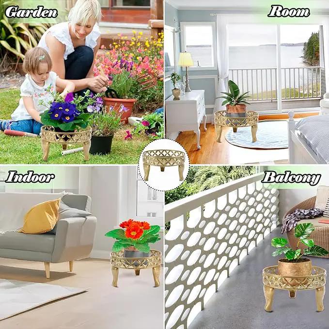 2 Pack Plant Stand, Anti-Rust Planter Stands for Indoor Plants, Metal Plant Stands Outdoor, Round Flower Pot Stands for Multiple Plants, Display Shelves Potted Plant Holders for Garden Patio by GreenHaven Gardens