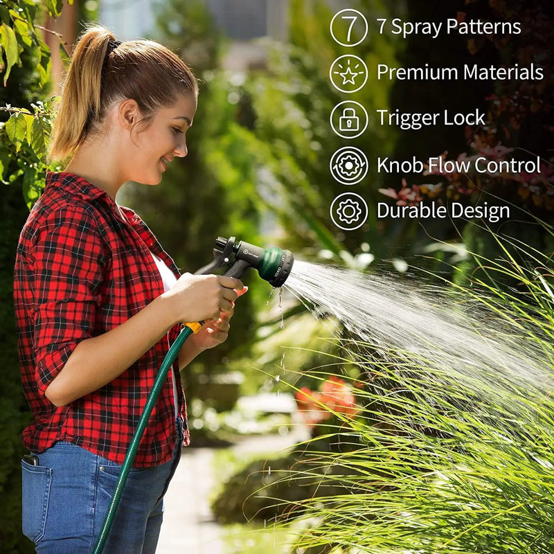 AUTOMAN Garden Hose Nozzle 2PK, ABS Water Spray Nozzle with 7 Adjustable Patterns, Slip Resistant for Watering Plants, Lawn, Garden, Washing Cars, Cleaning, Showering Pets & Outdoor Fun by GreenHaven Gardens