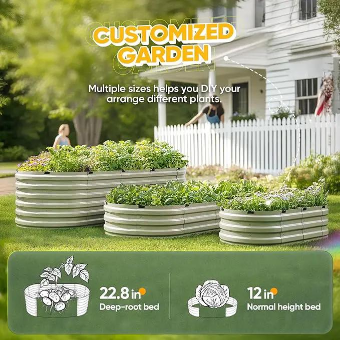 KING BIRD Raised Garden Bed Kit 2025 Upgraded 10-Minute Assembly Galvanized Planter Garden Box Outdoor for Gardening, Vegetables, Flowers, 47x24x12 in, Olive Green by GreenHaven Gardens