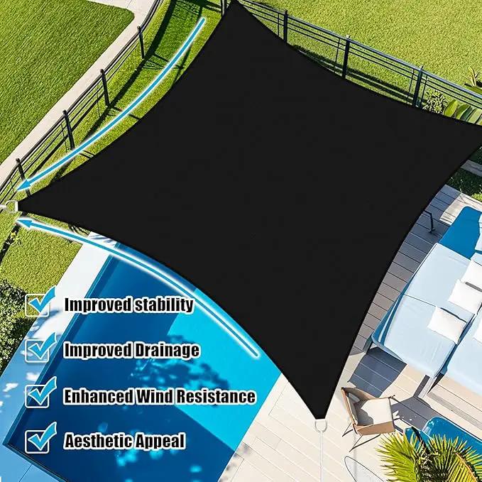 Amagenix Sun Shade Sail 8'X9' Curved Edge Outdoor Shade Canopy Black Breathable 95% UV Block Shade Cloth for Patio Garden Backyard (We Make Custom Size) by GreenHaven Gardens