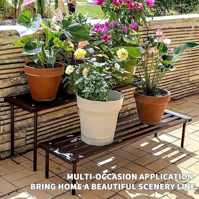 Metal Plant Stand, Rust-proof Aluminum Flower Pot Stand, Plants Display Stands Decoration Racks for Living Room Balconies and Gardens (120 Ebony) by GreenHaven Gardens