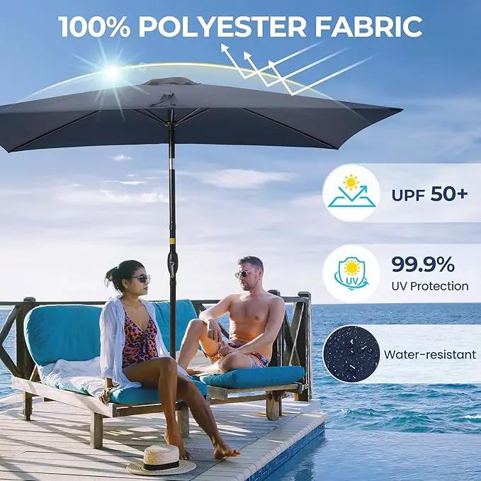 SUNVIVI OUTDOOR Patio Umbrella, 6.5' x 10' Rectangular Patio Umbrella, Metal Pole Square Outdoor Umbrella with Crank and Push Button Tilt, 6 Steel Ribs, Polyester Canopy by GreenHaven Gardens