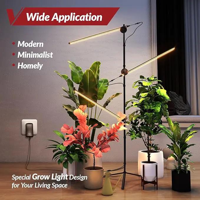 Grow Light with Stand for Indoor Plants, 3 Head 45W 168 LEDs Full Spectrum Adjustable Plant Light, 59'' H Tall Premium Aluminum Tripod Floor Stand for Indoor Gardening and Home Decoration by GreenHaven Gardens
