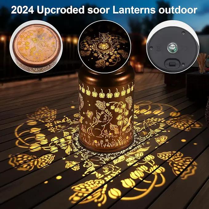 Solar Lantern Outdoor Hanging Lights Birthday Gifts for Women Mom and Grandma Cat and Butterfly Metal Garden Decor Outdoor Waterproof LED Solar Lanterns for Patio, Yard, Pathway,Landscape by GreenHaven Gardens