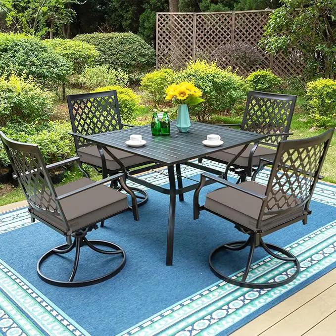 LVTXIII Patio Chair Cushions 19"x19"x3", Water-Repellent Outdoor Seat Cushions for Patio Furniture, Square Chair Pads with Ties for Home Garden Decoration, Set of 2, Dark Grey by GreenHaven Gardens