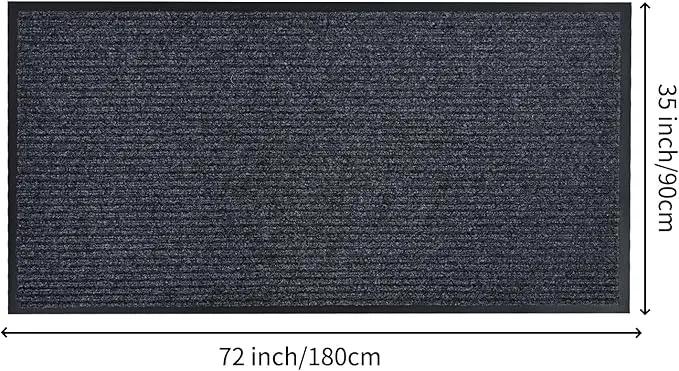 fani Heavy Duty Large Outdoor Indoor Entrance Black Doormat Waterproof Low Profile Entrance Rug Front Door Mat Patio Anti-Skid Rubber Back, 35x72 inch (Gray) by GreenHaven Gardens