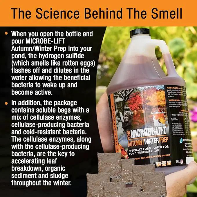 MICROBE-LIFT AUTPREP Autumn and Winter Prep Seasonal Conditioner for Ponds and Outdoor Water Gardens, OK for Live Koi Fish, Plants, and Decor, 32 Ounce Liquid and 4 2-Ounce Packets by GreenHaven Gardens