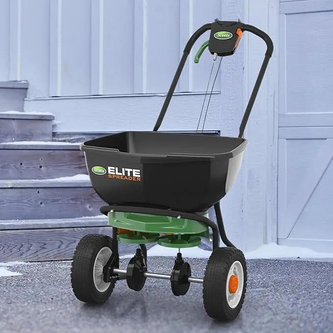 Scotts Elite Spreader for Grass Seed, Weed and Feed, Fertilizer, Salt and Ice Melt, Durable Push Spreader Holds up to 20,000 sq. ft Product by GreenHaven Gardens