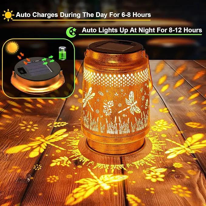Solar Lanterns Outdoor Waterproof Dragonfly Garden Decor, Birthday Gifts for Women Mom Grandma Hanging Solar Lights Metal LED Decoration Outside with Shepherd Hook for Garden Yard Patio Porch by GreenHaven Gardens