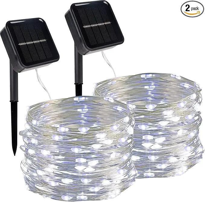 Twinkle Star 2 Pack Solar Christmas Lights Outdoor, Total 80FT 240 LED Solar Fairy Lights Waterproof with 8 Modes, Christmas Trees Light for Patio Garden Party Backyard Wedding Decor, White by GreenHaven Gardens