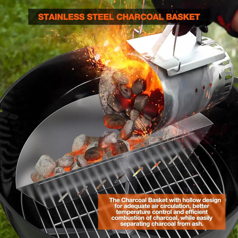 onlyfire Stainless Steel Charcoal Basket Charcoal Briquet Holder for Weber 22 Inch Kettle Grills and Other Similar Charcoal Grills by GreenHaven Gardens